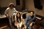 Imtiaz Ali,  Alia Bhatt and A R Rahman at a song recording for Highway